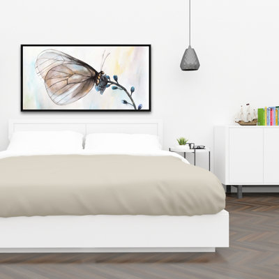 Butterfly On Blue Flowers Print On Canvas