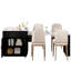 Îlot de cuisine extensible pour 4 à 6 personnes, armoire noire, rangement spacieux, 2 roulettes verrouillables, 1 port Type-c avec faux marbre extensible, double