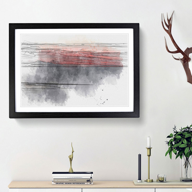 Sunset over Alaska in Abstract - Picture Frame Graphic Art Print, 36cm H x 48cm W x 2cm D, Black Framed