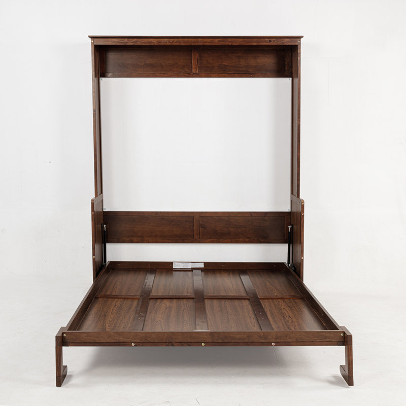 Grand lit escamotable en bois, lit escamotable mural peu encombrant, armoire murale, Noyer