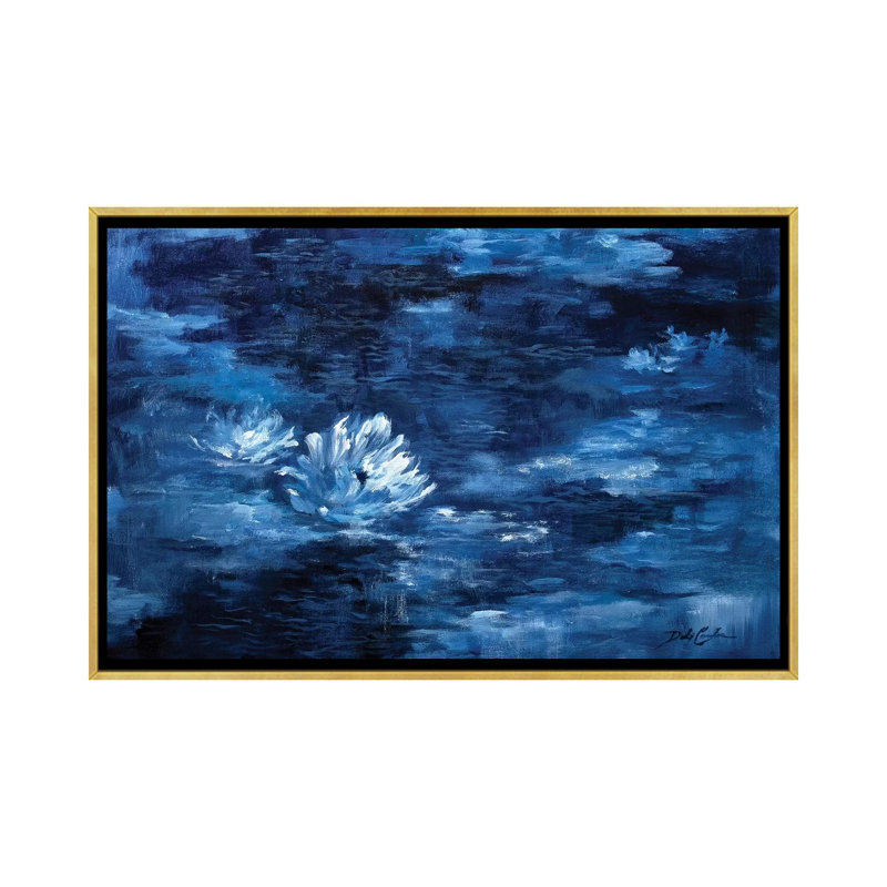 Reproduction d’art, "par le Moonlight" par Debi coules, H 26 po x l 40 po x P 1,5 po, Pas de tapis, Toile encadrée d'or