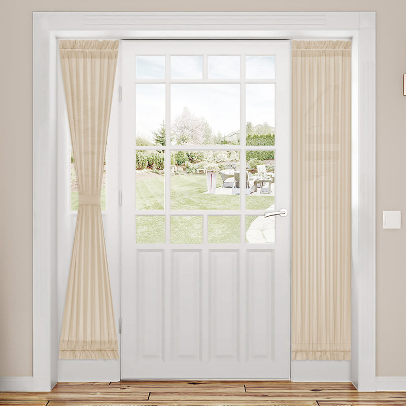  Rideaux de porte française non transparents, panneaux de fenêtre semi-transparents avec passe-tringle filtrant la lumière, 2 panneaux