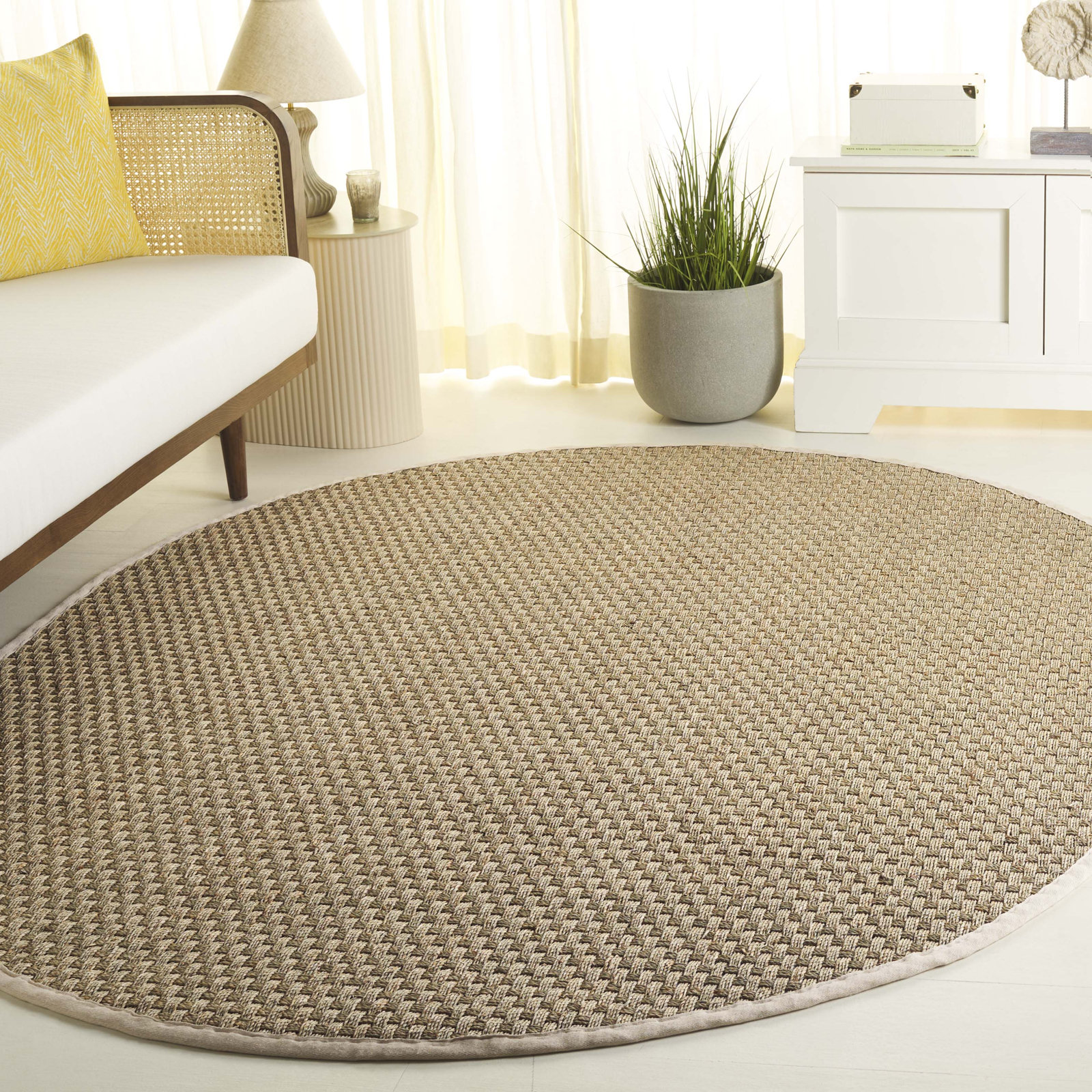 Dollard Natural Ivory Seagrass Rug, Oval 6' x 8'