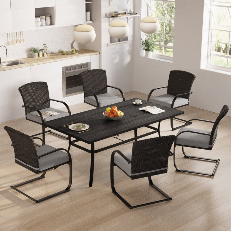 Gregoy 6 - Person Extendable Four Leg Dining Set, Gray