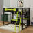 Full Size Wood Loft Bed With Desk, Shelves, LED Lights, USB Ports And Pegboard-1549959824
