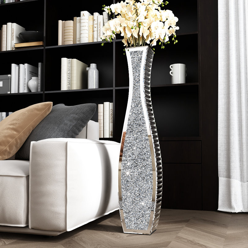 Vase de plancher en verre à miroir H 36 "DeGrailly