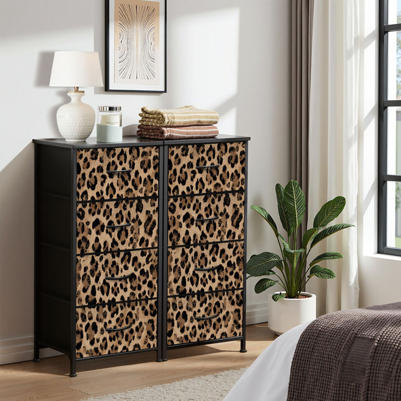 4 Drawer Dresser for Bedroom, Narrow Chest of Drawers, Wooden Top and Study Iron Frame 18"x37.5"-(WxH)