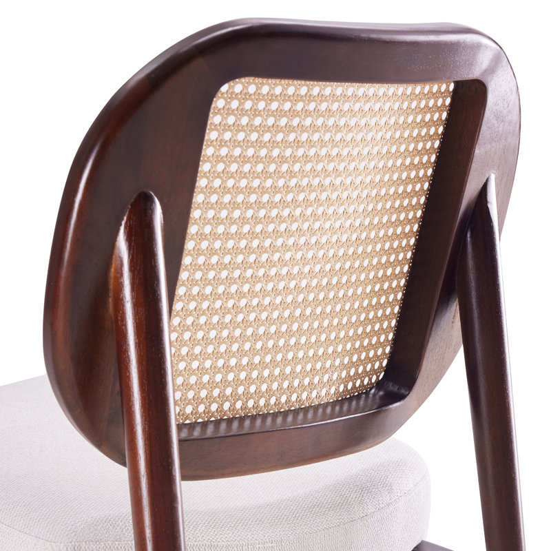 Rattan Backrest Upholstered Armchair, Beige