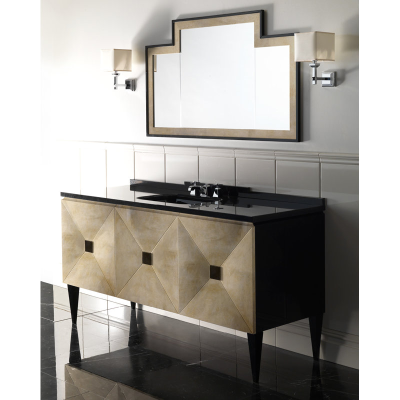 Jetset 65.35'' W Vanity, Antiqued Alumium Leaf