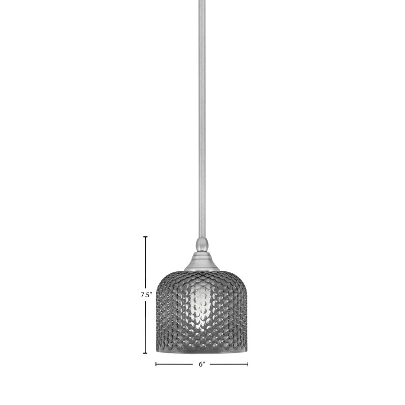 Stem Hung Mini Pendant With 6" Glass, Smoke