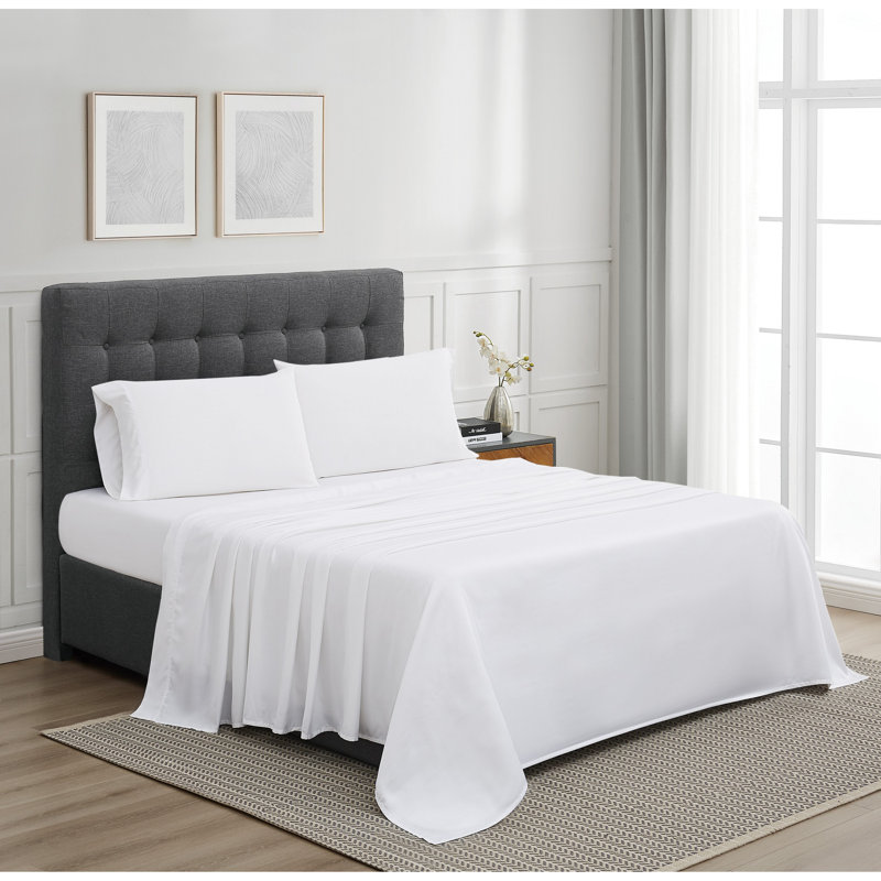 Luxurious Full White Cotton Tencel Sheet Set with Pillowcases