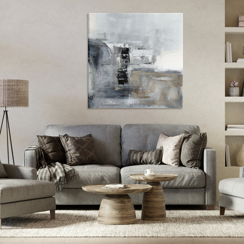 Toile abstraite monochrome Still Waters, conception par Susan Jill, H 36 po x l 36 po