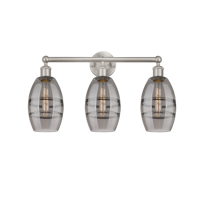 Kusham 3 - Light Dimmable Vanity Light, Brushed Satin Nickel, Light Smoke