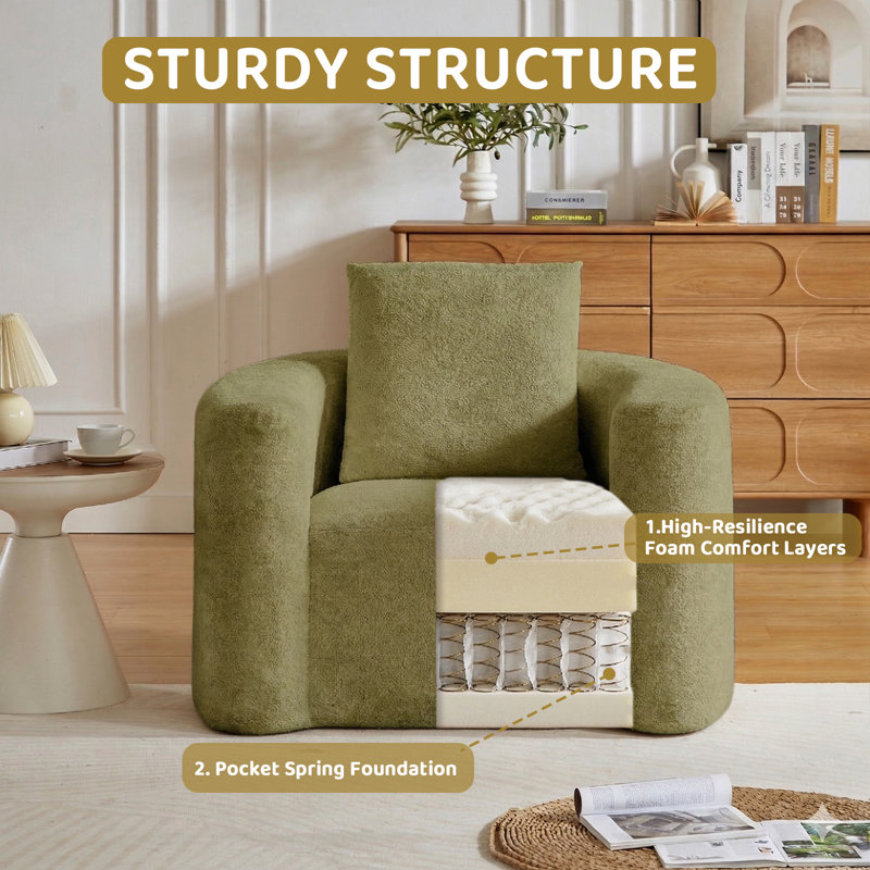 41.73" Chenille Compressed Sofa for Small Space, No Assembly Required, Green