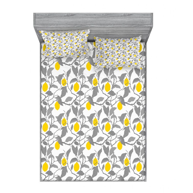 Microfiber Floral Sheet Set, Queen Sheet Set with Fitted Sheet