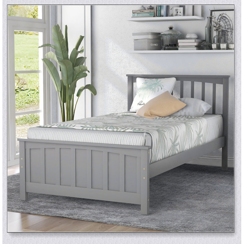 Lit plateforme Wood, Gris