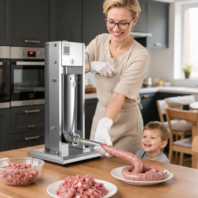 Farce à saucisse manuelle 11 LBS / 5 L avec 5 tubes pour usage commercial et domestique