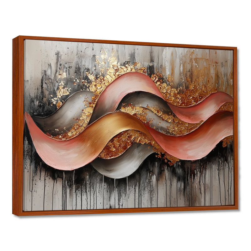 Offord - Abstract Wall Art, H 30 po x l 40 po, Brun, Impression encadrée flottante