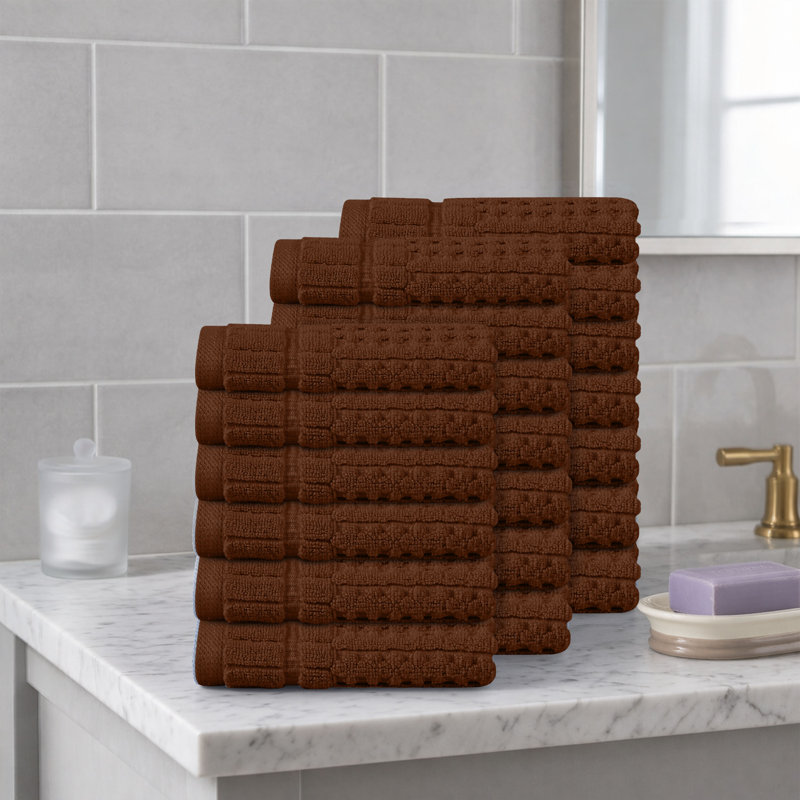 Ensemble de serviettes de toilette 20 pièces Willow - 100% coton peigné, 630 g / m² de qualité supérieure, chocolat, ultra doux et très absorbant