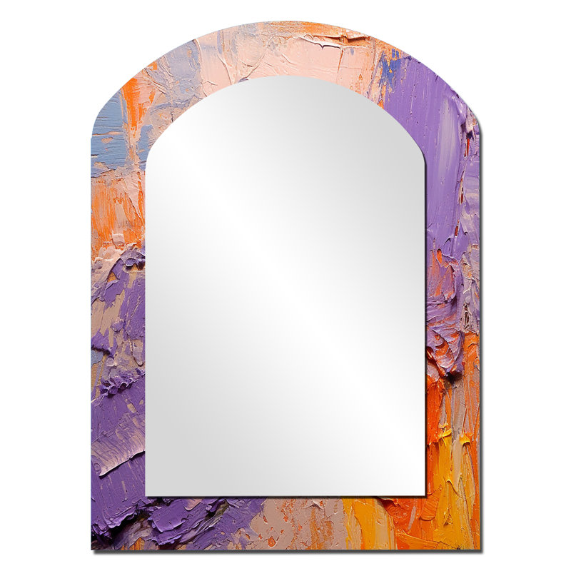 Evolving mouvements abstrait expressionnisme - peinture abstraite arche unique, miroir décoratif mural, grand miroir asymétrique mauve, impression sur métal
