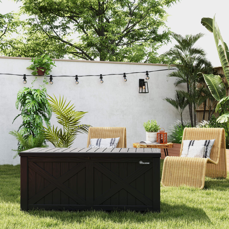 150 Gallons Water Resistant Deck Box-Black, Black