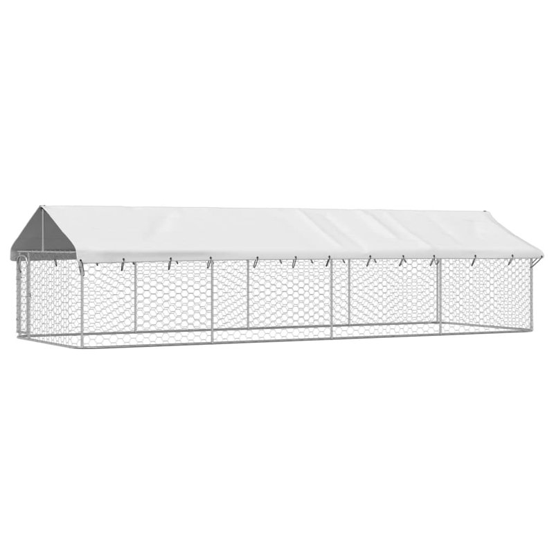 vidaXL Large Outdoor Dog Kennel with Roof and Gate