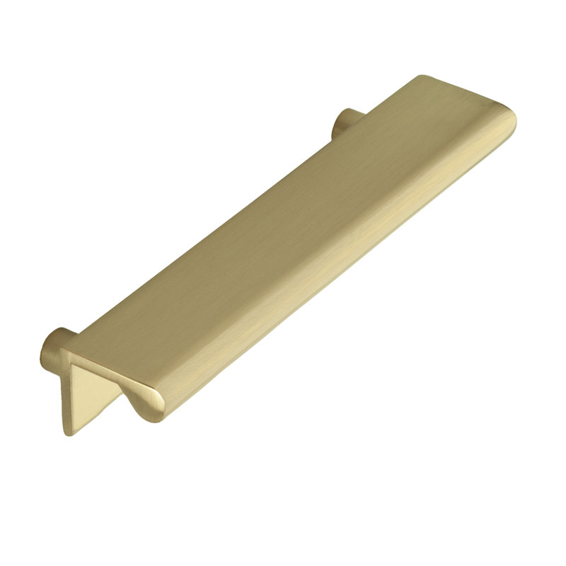 Stella 3-1/2" Center to Center Satin Brass Finger Drawer Pull, 3.5", Satin Brass