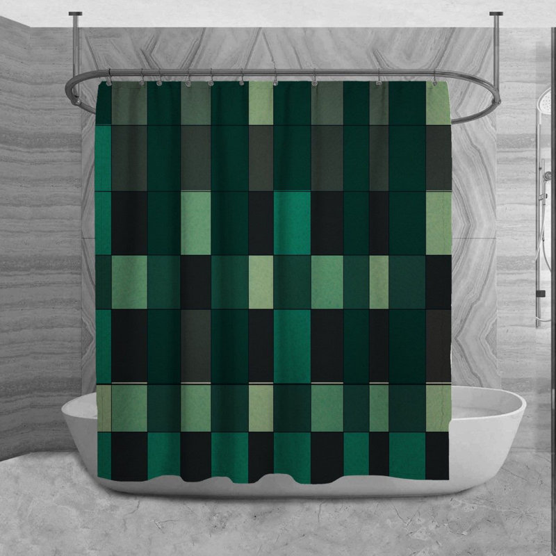 Checkered Shower Curtain Tartan Bathroom Decor Black, H 73 po x l 70 po