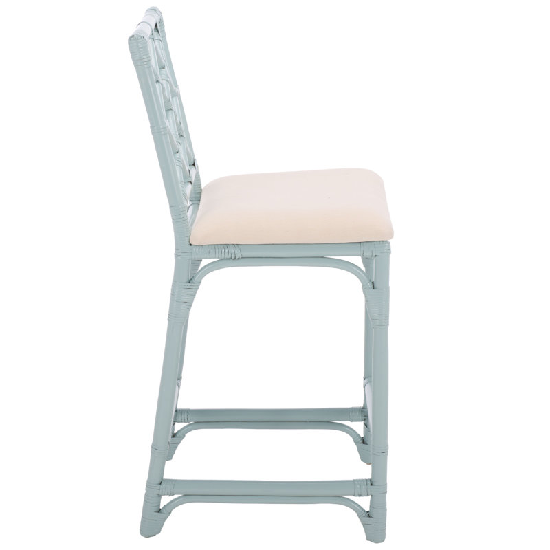 Bhumi Barstool with Cushion, Light Blue