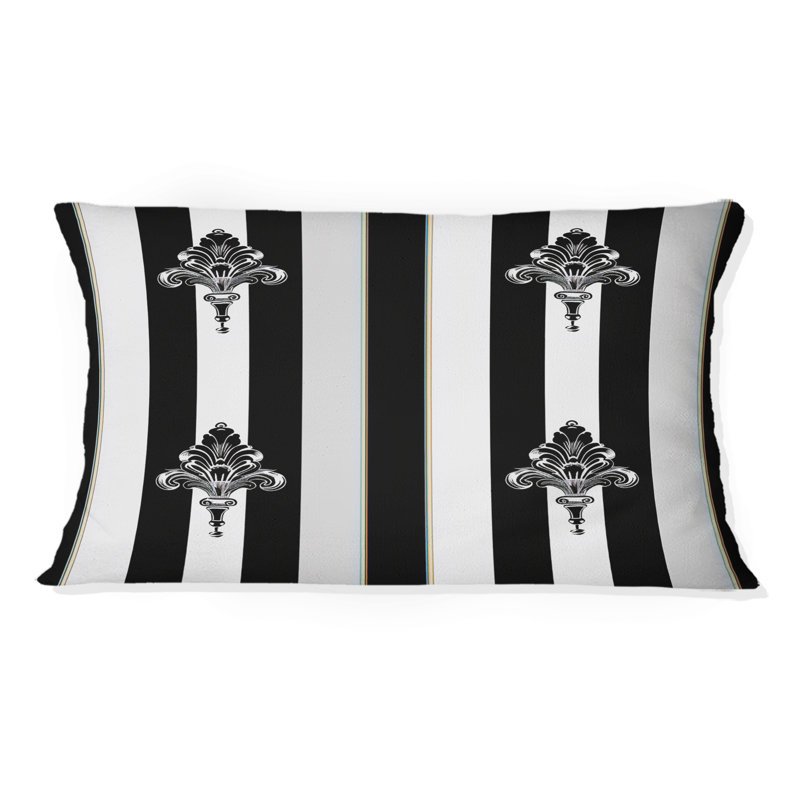 Coussin lombaire traditionnel noir à fines rayures II - noir