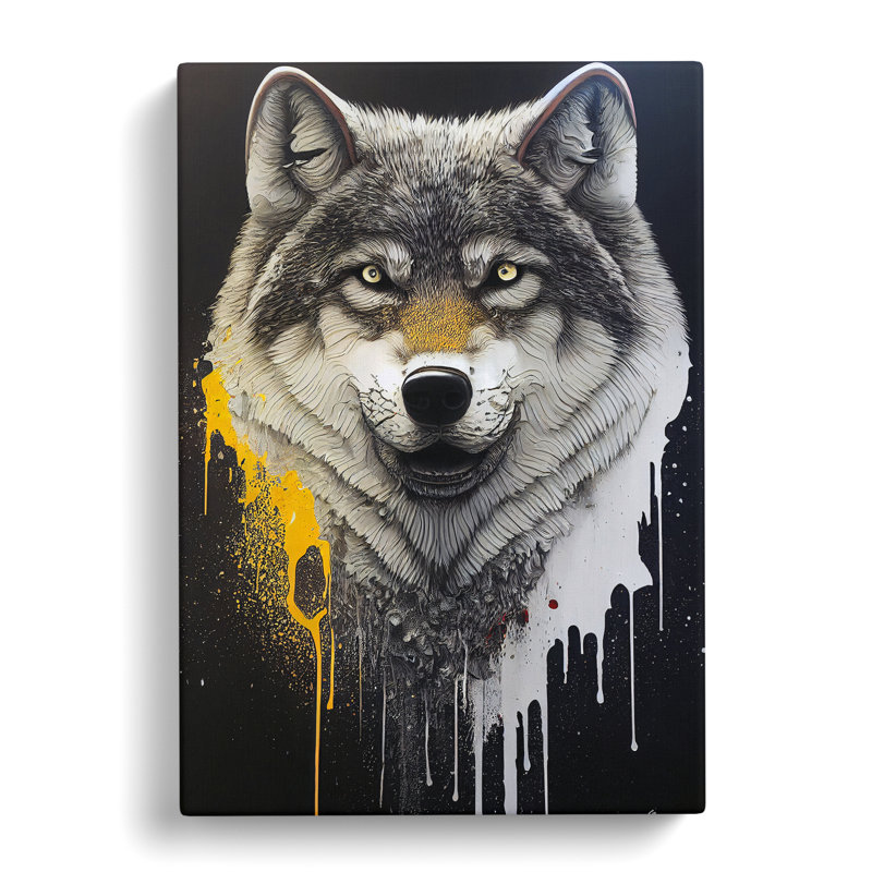 Splashed Wolf No.2 - Wrapped Canvas, 50cm H x 35cm W x 3cm D