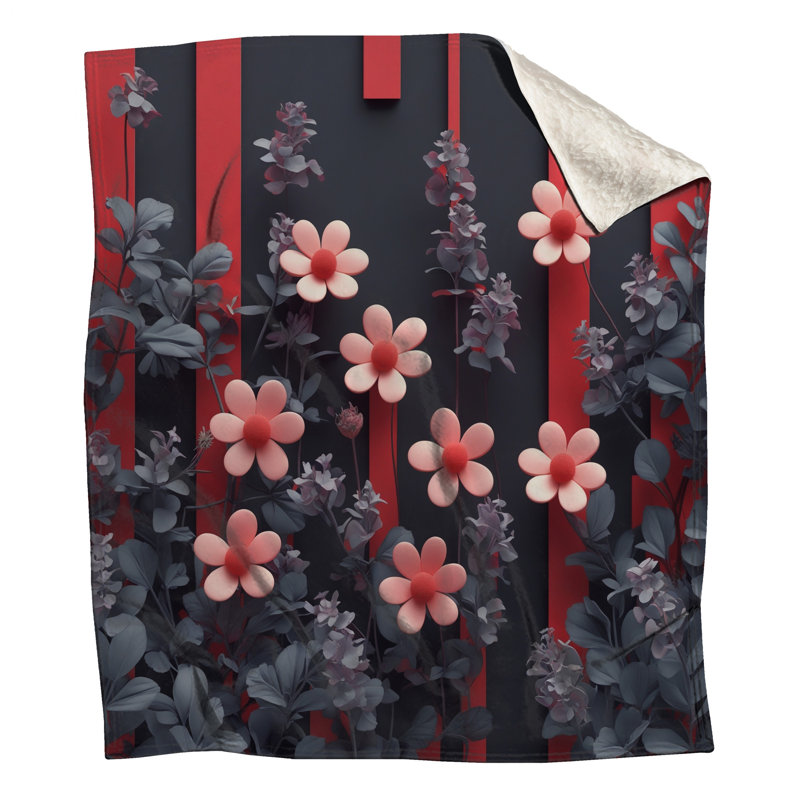 Couvertures roses à rayures rouges, L 50 po x H 60 po