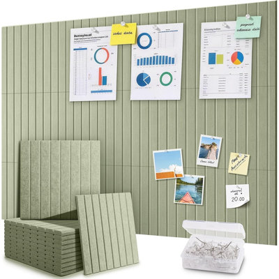Large Cork Bulletin Board Tiles – Peel And Stick Felt Wall Panels For Vision, Message Center, Picture And Prayer Board For Office, Dorm, Room And Desk Decor (sage Green)