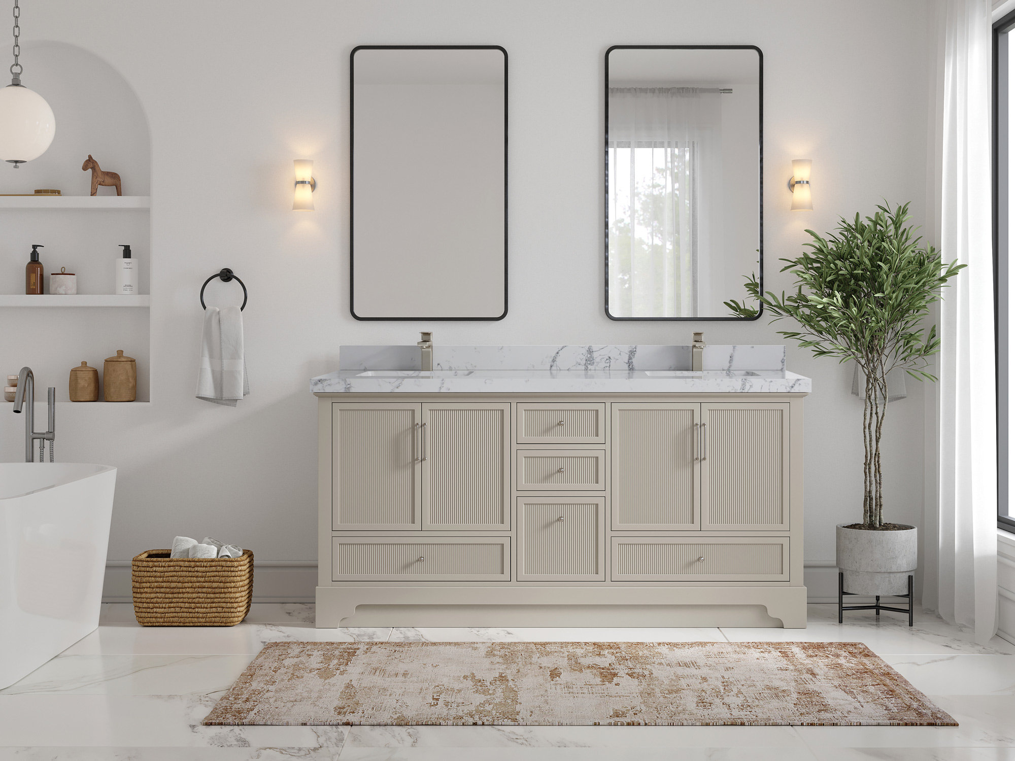 Wildon Home® Aulbree 72" Double Bathroom Vanity Set (Knobs Option