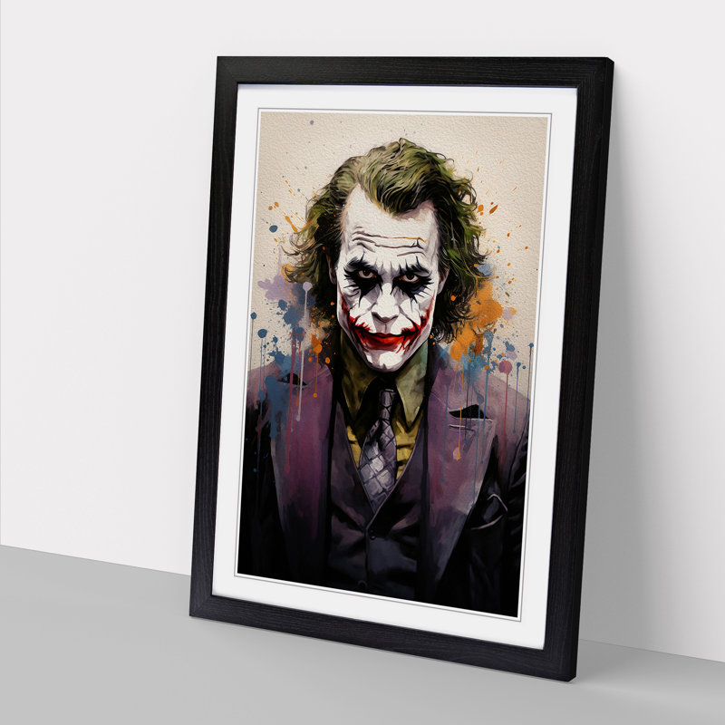 XYZ-FRM-V1223-3910 Joker Conceptual - Single Picture Frame Print on Wood, Black, 46cm H x 34cm W x 2cm D