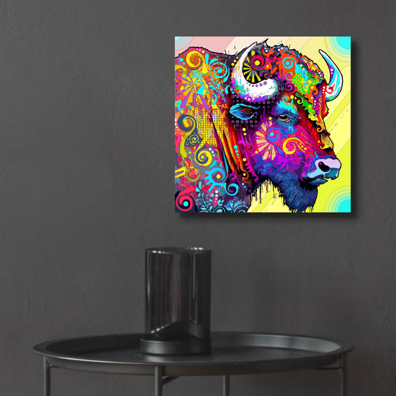 «The Profile Bison» par Dean Russo, art mural en verre acrylique, H 12 po x l 12 po x P 0,13 po