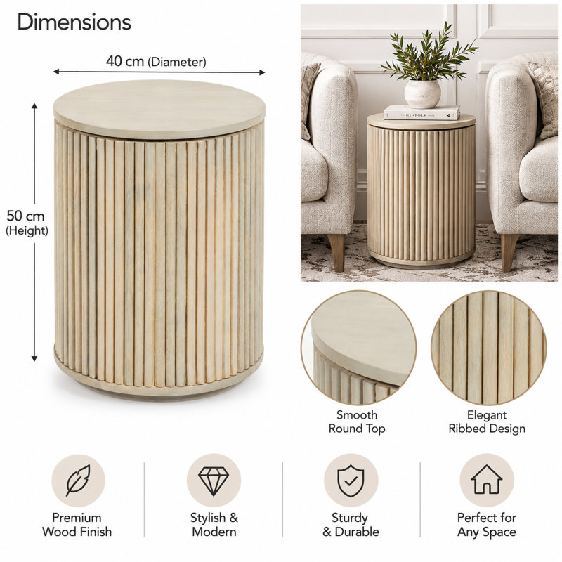 Solid Wood End Table