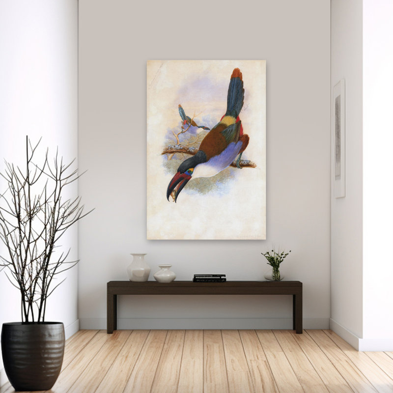 Toucan noir sur fond noir, H 60 po x l 40 po