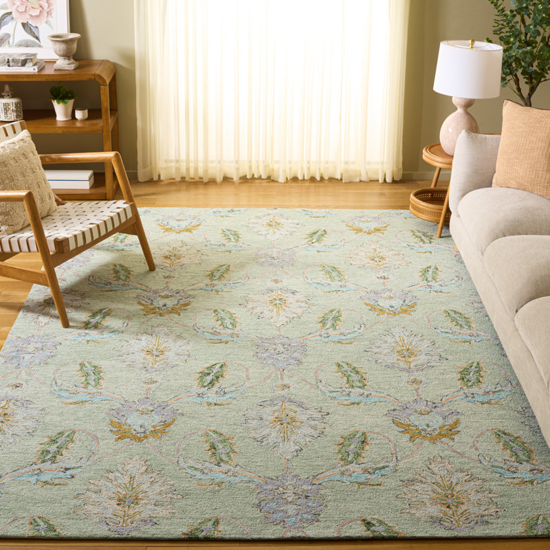 Tapis d'intérieur en laine touffeté à la main Jardin, Rectangle 8 pi 0 po x 10 pi 0 po