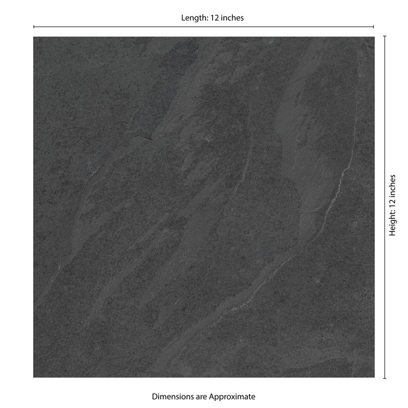 Camden 12 in. x 12 in. Gauged Slate Floor and Wall Tile, Charcoal