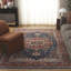 Tapis oriental rectangulaire en laine noué à la main bleu marine / rouille Viraj-1118075437