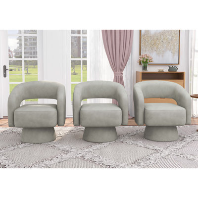 Markeita 27.8''Wide Modern Soft Microfiber Swivel Accent Chair with Unique Backrest Design