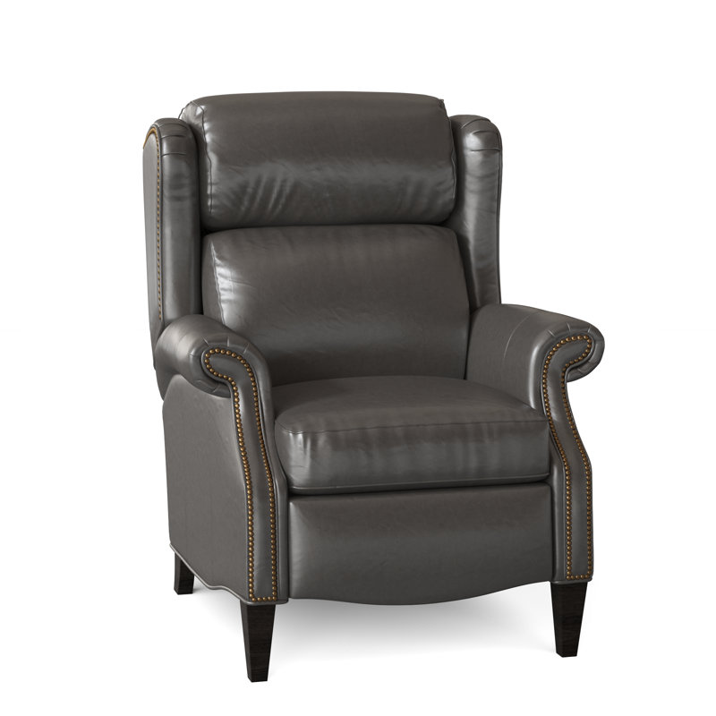 Miller Recliner, Aline Fumo Genuine Leather, Cobblestone, French Natural
