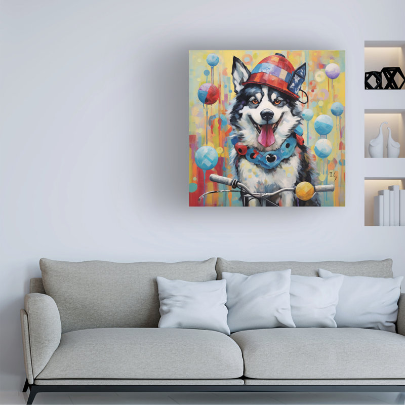 Animaux avec bouffon ludique sur toile, L 14 po x H 14 po