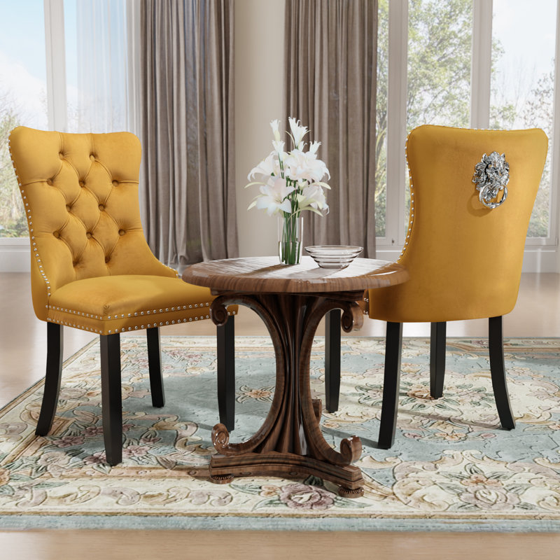 Chaises d'appoint modernes en velours haut de gamme (ensemble de 2), Jaune