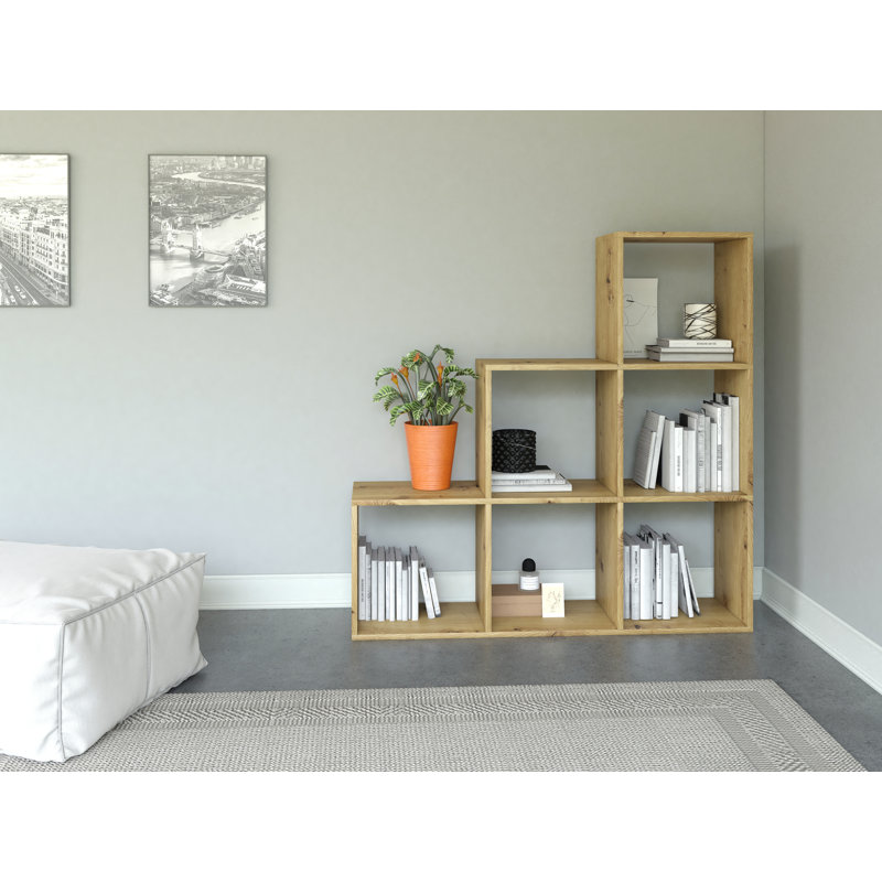 Hamlett 115cm H x 115cm W Step Bookcase, Artisan Oak