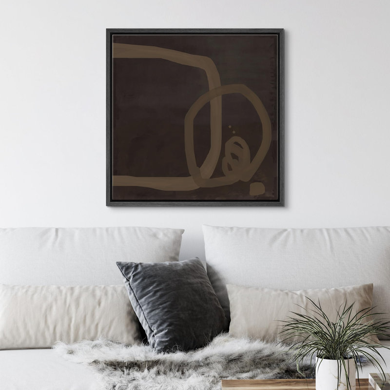 «Geometric Brown Tan Square Circle», reproduction sur toile flottante, Noir, H 24 po x l 24 po x P 1,5 po