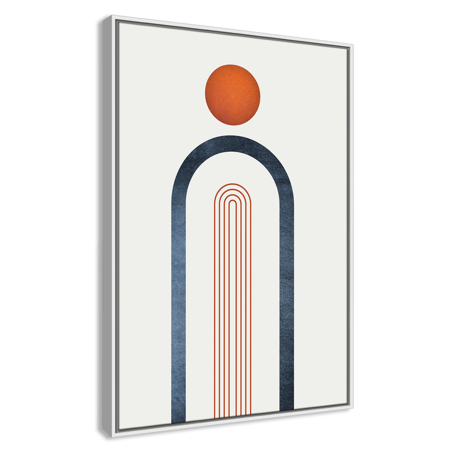 Maguire "Minimalist Midcentury Orange Navy I" Print, 37.5" H x 25.5" W x 2" D, White Framed