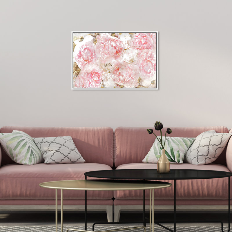 « roses », impression sur toile oliver gal, Cadre blanc, H 24 po x l 16 po
