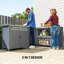 Outsunny Wood Garden Storage Cabinet with Galvanised Top Two Shelves Grey